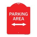 Signmission Parking Area W/ Bidirectional Arrow, Red & White Aluminum Sign, 18" x 24", RW-1824-23467 A-DES-RW-1824-23467